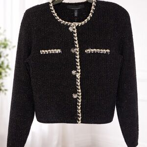 White House Black Market Black and Gold Sweater